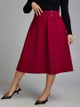 SHEIN CURVE+ Plus Size Solid Color Pleated Skirt