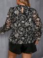 SHEIN Frenchy Plus Size Women's Floral Print Stand Collar Shirt