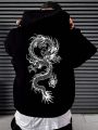 Men's Chinese Dragon Printed Fleece Lined Hoodie For Winter