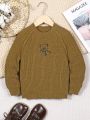 SHEIN Kids Academe Boys' Teddy Bear Pattern Raglan Sleeve Sweater (toddler/little Kid)