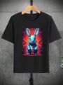 Teen Boys' Rabbit Pattern Short Sleeve T-Shirt