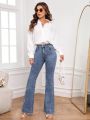 SHEIN Privé Ladies' Solid Color Simple Jeans