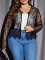 SHEIN LUNE Plus Open Front Lace Jacket