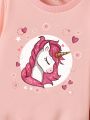 Young Girl Unicorn Print Sweatshirt