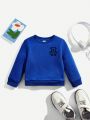 Baby Boys' Casual Cartoon Pattern Fleece Lined Long Sleeve Round Neck Sweatshirt