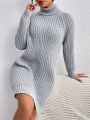 SHEIN Essnce Turtleneck Raglan Sleeve Sweater Dress