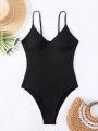 SHEIN Swim SXY Ladies' Solid Color One-piece Swimsuit