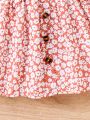 Young Girl Ditsy Floral Print Belted Dress