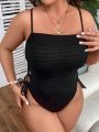 Plus Lace Up Side One Piece Swimsuit