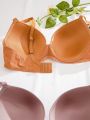 5pcs/Set Plus Size Solid Color Bra With Steel Ring