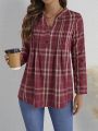 EMERY ROSE Ladies' Plaid Pleated Shirt