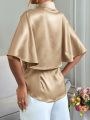 SHEIN Privé Women's Satin Cape Shirt