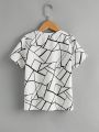 SHEIN Men's Youth Geometric Print T-Shirt Two-Piece Set