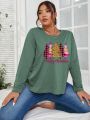 Plus Size Christmas Tree Printed Long Sleeve T-shirt