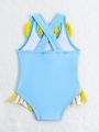 SHEIN Baby Girl's Cute Yellow Duck Print One Piece Swimsuit