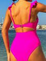 SHEIN Swim Vcay Women's Solid Color One-Piece Swimsuit