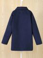 SHEIN Kids EVRYDAY Fashionable Boys' Horn Button Long Sleeve Coat For Casual Occasions