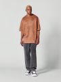 SUMWON Oversized Fit Suedette Tee With Front Embroidery