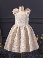SHEIN Kids Cooltwn Tween Girls' Wedding Season Jacquard Woven Cami Dress