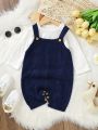 Baby Girl 1pc Button Detail Cable Knit Romper