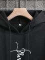 Plus Size Men's Letter Print Hooded Sweatshirt And Sweatpants Set With Drawstring