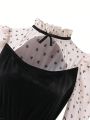 Teenage Girls' Love Heart Mesh & Korean Velvet Dress