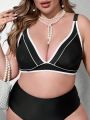 SHEIN Swim Chicsea Plus Size Colorblock Bikini Top