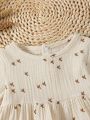 SHEIN Newborn Baby Girls' Summer Style Adorable Bird Printed Double-Sided Wrinkled Skin-Friendly Comfortable Dress