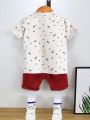 Baby Boy Star And Moon Print Shirt & Shorts