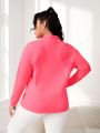 Daily&Casual Women's Plus Size Solid Color Mesh Splicing Sports Jacket