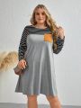 SHEIN LUNE Plus Striped Patched Pocket Tee Dress