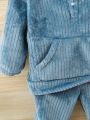 2pcs/set Baby Boys' Casual Fleece Hoodie And Pants Set