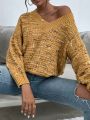 SHEIN Frenchy Yellow Women's V-neck Casual Sweater