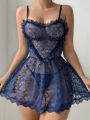 Women'S Sexy Lingerie Dress With Heart Shape Pattern 2pcs/Set (Sleeping Dress, G-String) (Valentine'S Day Special)