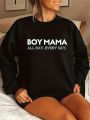 Women's Plus Size Letter Pattern Drop Shoulder Sweatshirt