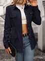 SHEIN Essnce Casual Toggle-fastening Drawstring Waist Jacket