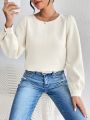 SHEIN Essnce Solid Color Back Button Long Sleeve Shirt