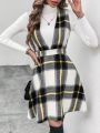 SHEIN Frenchy Women's Checkered Overall Dress