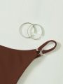 SHEIN Swim SXY Solid Ring Linked Bikini Bottom