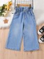 Toddler Girls Paperbag Waist Wide Leg Jeans