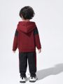 JNSQ Young Boy Letter Graphic Two Tone Hoodie & Sweatpants
