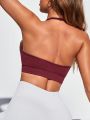 SHEIN Yoga Basic Women'S Backless Halter Neck Sports Bra