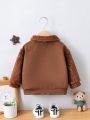 Infant Boys' Brown Patchwork Hooded Jacket For Winter