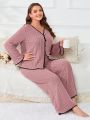 Plus Contrast Binding Button Front PJ Set