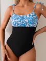 Women's Floral Printed Cami One-Piece Swimsuit