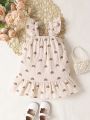 Baby Girls' Summer New Arrival Simple Fresh Style Rainbow Printed Loose Fit Comfortable Spaghetti Strap Dress With Elastic Bustline