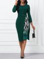 SHEIN Lady Zebra Print Long Sleeve Dress