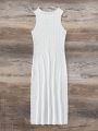 SHEIN Swim Basics Round Neck Sleeveless Hollow Out Cover Up Dress