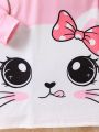 SHEIN Kids Cooltwn Cat Print Long Sleeve Sweatshirt Dress
