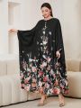 Women's Floral Printed Arabic Style Maxi Dress